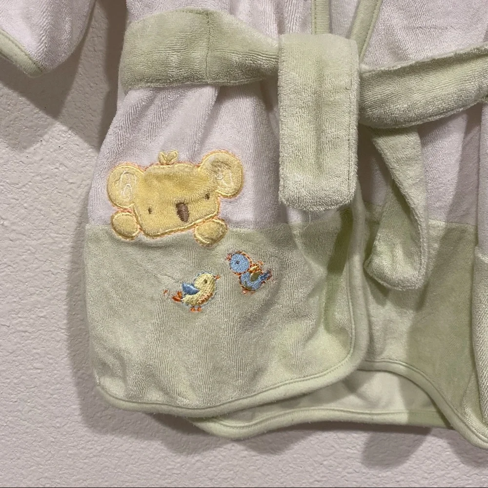Kids Carter's White Green Baby Bathrobe Hooded Robe 3-6M Infant